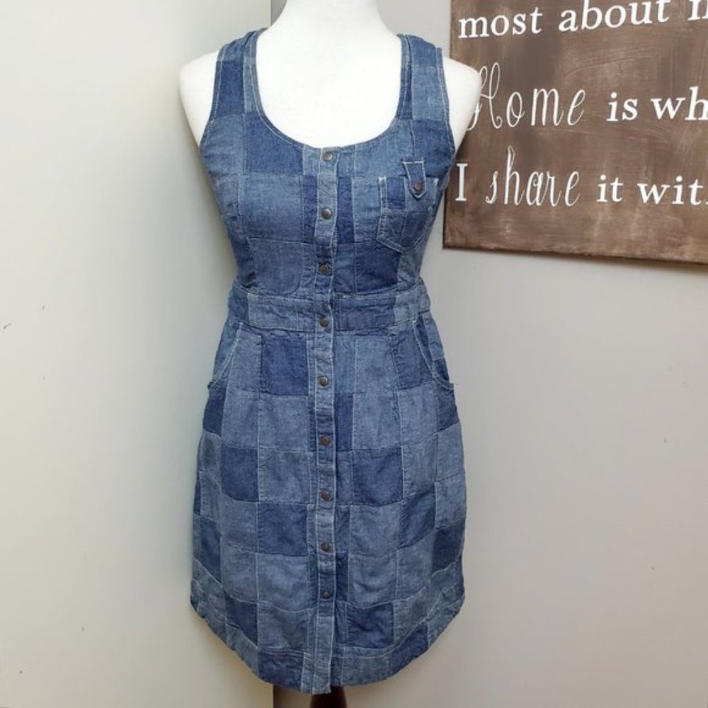 Tommy Hilfiger Denim Patchwork Dress Snaps Up the Front